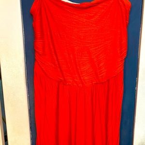 Orange / Cranberry Gradient strapless maxi